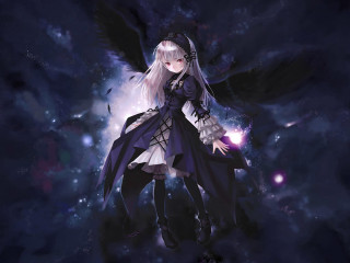 Woman white hair black dress - white hair free wallpaper
