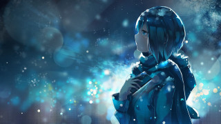 Woman blue coat snow arms - a blue coat free wallpaper