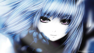 Anime girl blue hair black 8 - black glove free wallpaper