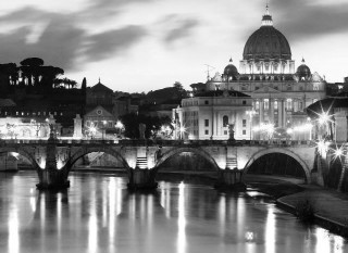 Bridge building night lights river - modern free wallpaper