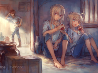 Couple sitting bed room mirror - a bed next free wallpaper