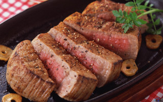 Steak herbs garnish plate fork - sakimichan free wallpaper