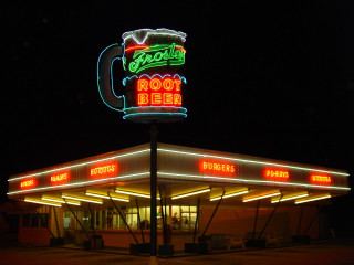 Neon sign building night beer - top of a building free wallpaper