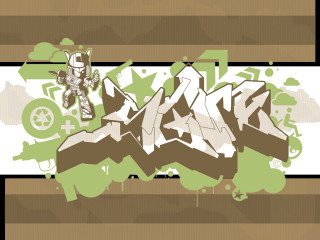 Graffiti art man green white - graffiti paint free wallpaper