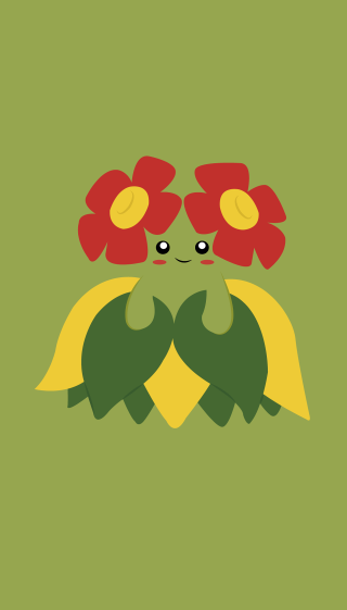 Green cartoon creature flower cape - a red flower free wallpaper