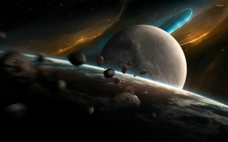 Planets flying sky stars background - a. hardy free wallpaper