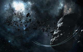Space rock shooting star foreground 2 - a large rock free wallpaper