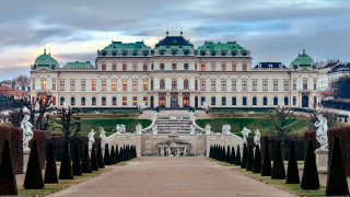 Large building fountain trees walkway - a walkway free wallpaper