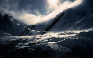 Mountain sky background clouds painting 2 - a painting of a mountain free wallpaper