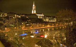 City night cathedral river lights - barbizon school free wallpaper