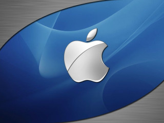Blue silver apple logo metal - a metal background free wallpaper