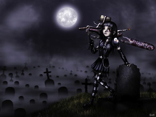 Cartoon woman bat cemetery full - a cartoon of a woman free wallpaper