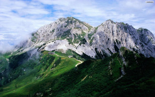 Mountain range winding road clouds - murata range free wallpaper