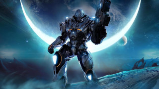 Sci fi character gun moon 2 - a sci free wallpaper