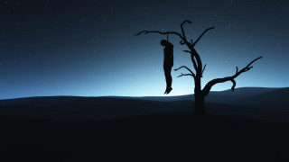 Hanging person night moon mountains - distant free wallpaper