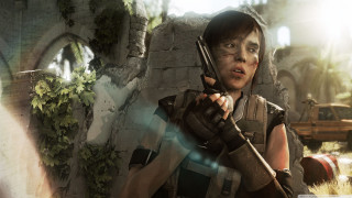 Woman holding gun resident zero - a stone wall free wallpaper