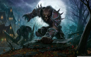 Demon forest fullmoon house painting 2 - chris rahn free wallpaper