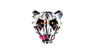 Colorful tiger head holography vector - surreal free wallpaper