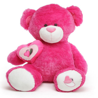 Pink teddy bear heart white - its chest free wallpaper