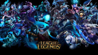 League characters dark background blue - art free wallpaper
