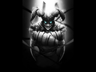 Demon face blue eyes holding - sinister free wallpaper