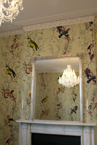 Mirror mantle room chandelier hanging - gaudy free wallpaper