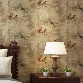 Bedroom bird wallpaper nightstand lamp - free bird wallpaper