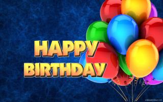 Happy birthday balloons blue background - the word happy birthday free wallpaper