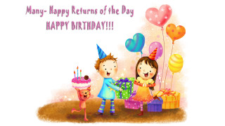 Boy girl birthday cake presents 2 - a boy and a girl free wallpaper