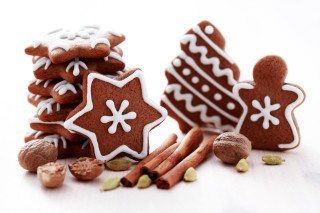 Cookies nuts gingerbread cutout white - a white surface free wallpaper