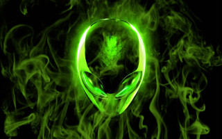 Green alien head smoke black - a green glow free wallpaper