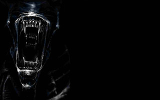 Black white photo person mouth 2 - alien free wallpaper