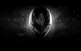 Alien head black white stars - alien free wallpaper
