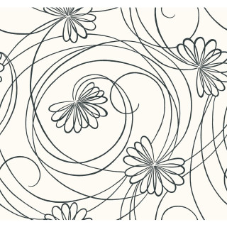 Black white drawing flowers swirls - a wireframe diagram free wallpaper