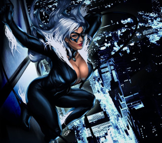 Woman cat suit mask city - free cyberpunk wallpaper