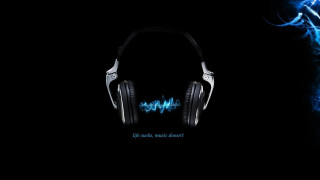 Headphones blue light dark background - cinematic composition free wallpaper