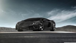 Black sports car desert road 2 - a sky background free wallpaper for desktop
