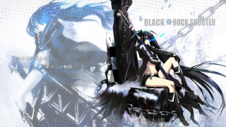 Anime girl sitting rock sword - her hand and a background free wallpaper