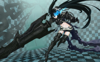 Woman sword checkered room interior - floor free wallpaper