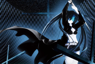 Woman black white sword checkered - background behind her free wallpaper