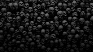Skulls stacked black room dark - damien hirst free wallpaper