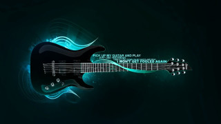 Black guitar blue flame green 4 - a green glow free wallpaper