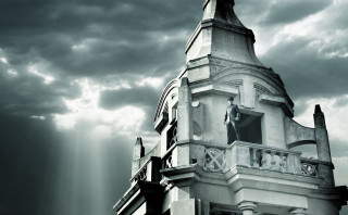 Building clock tower statue cloudy - christopher wren free wallpaper