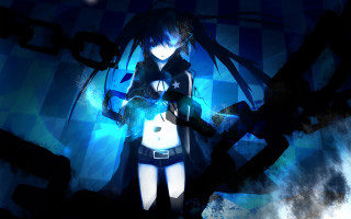 Anime girl dark room blue - her waist free wallpaper