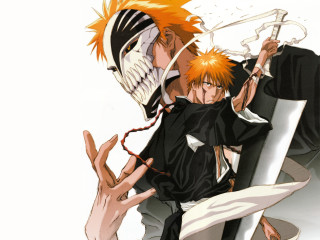 Man orange hair holding sword - another man free wallpaper