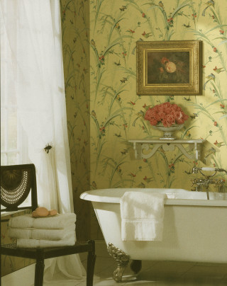 Bathtub towel painting flowers wall - a bathtub free wallpaper