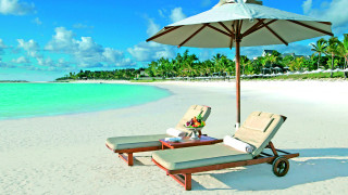 Lounge chairs beach umbrella table - a vase of flowers free wallpaper