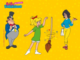 Cartoon man woman broom cat - a cartoon of a man and a woman free wallpaper