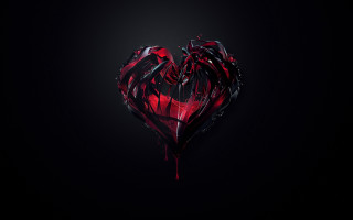 Heart blood dripping black background 3 - blood free wallpaper