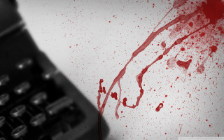 Typewriter blood stains black white - serial free wallpaper